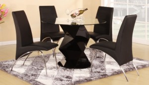 Rowley Black High Gloss Dining Set