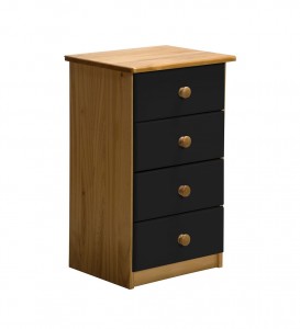 Verona 4 Drawer Bedside Antique With Graphite Details