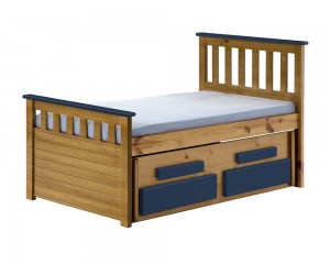 Captains Short Bergamo Guest Bed 3ft Antique With Blue Details