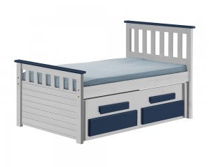 Captains Bergamo Guest Bed Short 3ft White With Blue Details