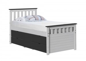 Captains Ferrara Storage Bed 3ft White and Graphite