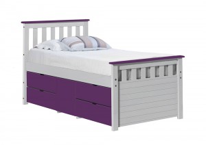 Captains Ferrara Storage Bed 3ft White and Lilac