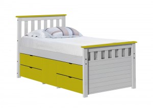 Captains Ferrara Storage Bed 3ft White and Lime