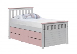 Captains Ferrara Storage Bed 3ft White and Pink