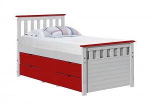 Captains Ferrara Storage Bed 3ft White and Red