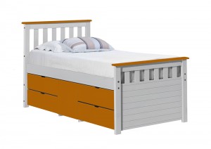 Captains Ferrara Storage Bed 3ft White and Orange