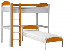 Maximus L Shape High Sleeper White With Orange Details