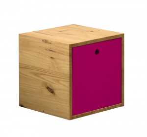 Cube with cover in Antique with Fuschia Detail