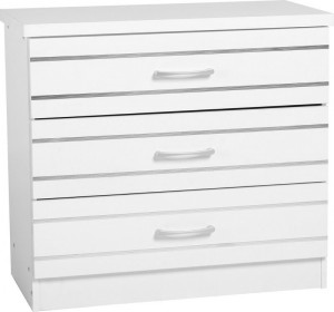 Jordan 3 Drawer Chest in White/Silver Trim