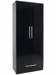 Toronto 2 Door 1 Drawer Wardrobe in Black