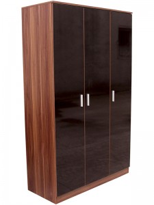 Ottawa 3 Door Wardrobe Black/walnut