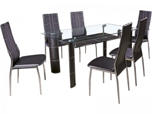 Montana Dining Table with 6 Chairs - Black