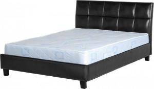 Monroe 4 foot 6 inch Bed in Black Faux Leather