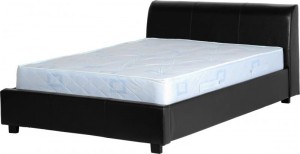 Portland 4 foot 6 inch Bed in Black Faux Leather