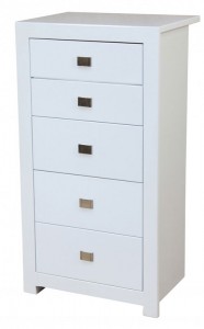 Sokoto White High Gloss Narrow 5 Drawer Chest