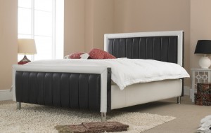 Stripe Double Bed in Faux Leather