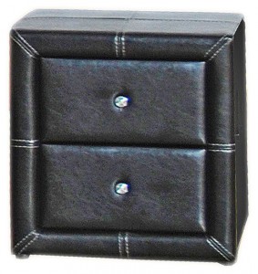 Odessa 2 Drawer Nightstand in Black Faux Leather