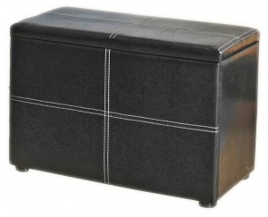 Odessa Ottoman in Black Faux Leather